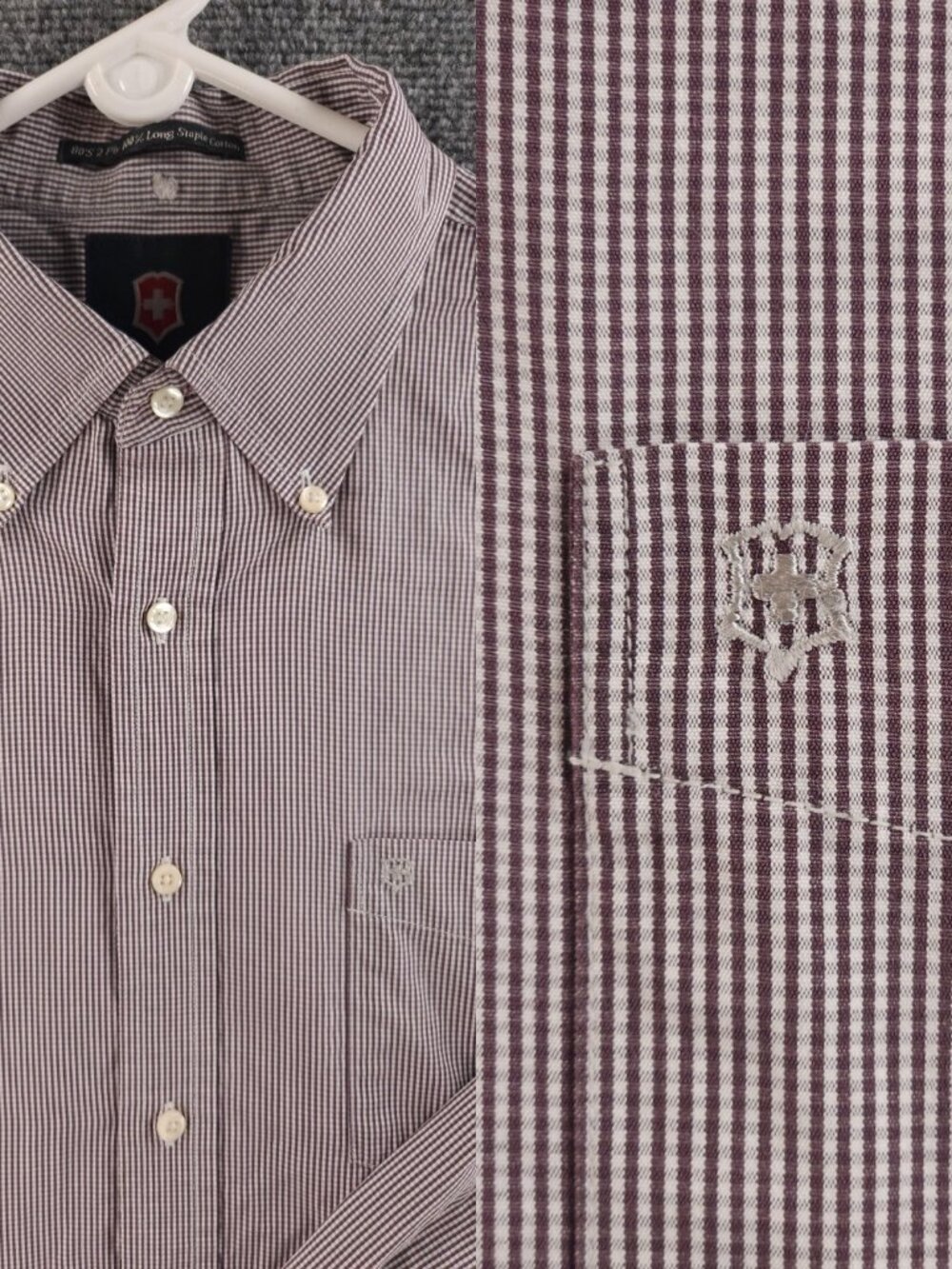 Victorinox Brown Check 80s 2 Ply 100 Long Staple Cotton XL Long Sleeve Button Up